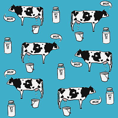 EPS 동물 문양 백그라운드 무늬 패턴 여러마리 일러스트 사람없음 파란색 우유 소 양동이 젖소 젖 국내일러스트 컬러 다수 포유류 유제품 파일형식 벡터