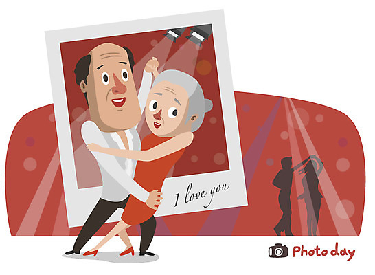 EPS 전신 여자 할아버지 노년 남자 할머니 일러스트 조명 서기 사람 이벤트 두명 춤 데이 기념사진 탱고 포토데이 노인만 성인만 국내일러스트 기념일 모션 데이이벤트 문화예술 성인 파일형식 벡터