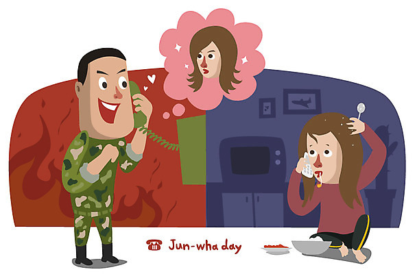 EPS 커플 여자 남자 일러스트 사람 이벤트 두명 군인 공중전화 데이 통화 전화데이 국내일러스트 직업 기념일 관계 모션 데이이벤트 전화기 국군 파일형식 벡터