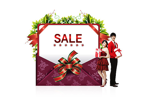 전신 PSD 편집 편집이미지 커플 여자 남자 리본 선물 서기 미소 웃음 사람 이벤트 두명 선물상자 세일 이미지편집 카드프레임 관계 모션 프레임 표정 상자 파일형식