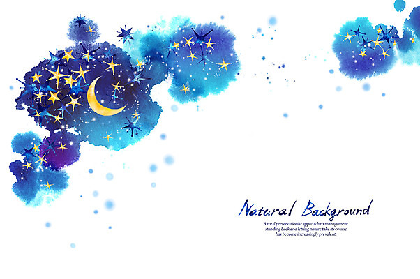 PSD 실루엣 별 선 백그라운드 일러스트 캘리그라피 자연 하늘 붓터치 사람없음 파란색 달 내추럴 국내일러스트 자연요소 컬러 촬영기법 생태계 파일형식