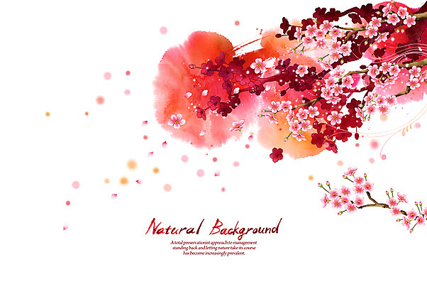 PSD 식물 꽃잎 꽃 실루엣 선 분홍색 백그라운드 일러스트 캘리그라피 자연 붓터치 꽃나무 풍경 사람없음 봄 벚꽃 벚나무 내추럴 봄배경 국내일러스트 나무 계절 컬러 촬영기법 생태계 파일형식