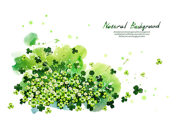 PSD 식물 꽃 실루엣 선 백그라운드 잎 일러스트 캘리그라피 자연 붓터치 사람없음 초록색 봄 네잎클로버 클로버 토끼풀 내추럴 봄배경 국내일러스트 계절 컬러 촬영기법 생태계 파일형식