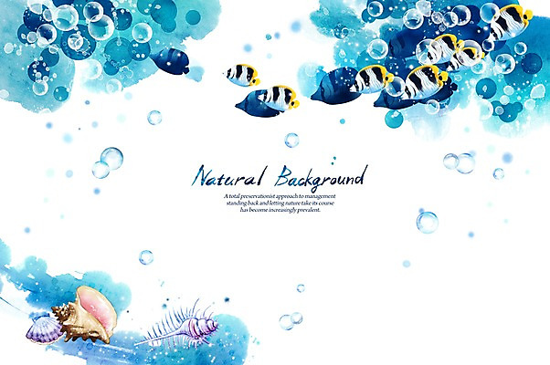 PSD 동물 실루엣 선 바다 백그라운드 일러스트 캘리그라피 자연 붓터치 조개 어류 사람없음 여름 파란색 거품 물방울 소라 열대어 내추럴 국내일러스트 계절 컬러 어패류 촬영기법 수중동물 생태계 파일형식