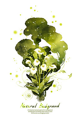 PSD 식물 꽃 실루엣 선 백그라운드 잎 일러스트 캘리그라피 자연 붓터치 초록색 흰색 덩굴 카라 내추럴 국내일러스트 컬러 촬영기법 생태계 파일형식