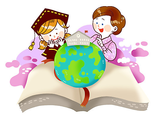 PSD 학생 여학생 여자 교육 지구 일러스트 학사모 졸업 학교 미소 웃음 사람 상반신 두명 건물 책 스쿨라이프 모형 교사 졸업장 여자만 국내일러스트 직업 모자_잡화 라이프스타일 건축물 표정 파일형식