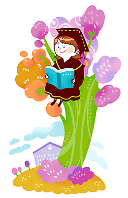 전신 PSD 나무 구름 학생 여자 교육 일러스트 학사모 졸업 학교 졸업식 한명 미소 웃음 사람 앉기 건물 책 독서 스쿨라이프 여자만 여자한명만 국내일러스트 자연요소 식물 모자_잡화 1 라이프스타일 건축물 모션 표정 파일형식