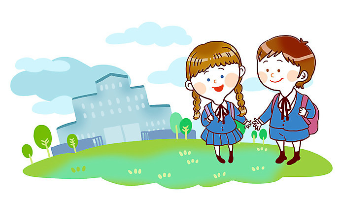 전신 PSD 나무 구름 학생 여학생 여자 교육 남자 교복 남학생 가방 일러스트 학교 하늘 새출발 책가방 서기 미소 웃음 사람 소년 초원 두명 친구 스쿨라이프 손잡기 입학 국내일러스트 자연요소 식물 라이프스타일 잡화 옷 어린이 관계 모션 새로움 표정 출발 파일형식