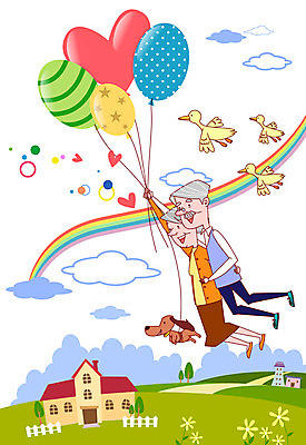 EPS 전신 동물 구름 한마리 부부 커플 여자 할아버지 노년 남자 행복 할머니 무지개 일러스트 조류 하늘 주택 사랑 미소 웃음 사람 초원 두명 건물 라이프 실버라이프 노후 반려동물 판타지 노부부 비행 개 강아지 풍선 노인만 성인만 국내일러스트 자연요소 1 라이프스타일 건축물 감정 포유류 관계 상상 표정 성인 생활 파일형식 벡터