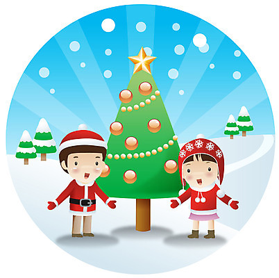 EPS 나무 모자 여자 기념일 남자 어린이 크리스마스장식 크리스마스 겨울 일러스트 크리스마스용품 사람 소녀 소년 두명 장식 크리스마스트리 설원 눈 어린이만 국내일러스트 자연요소 식물 잡화 계절 날씨 눈_날씨 이벤트 용품 파일형식 벡터