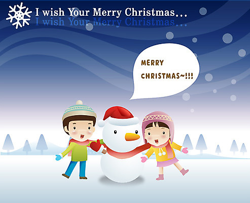 EPS 나무 모자 여자 기념일 남자 어린이 말풍선 크리스마스 겨울 일러스트 눈사람 사람 소녀 소년 두명 설원 눈 인사 어린이만 국내일러스트 자연요소 식물 잡화 계절 날씨 눈_날씨 이벤트 예절 파일형식 벡터