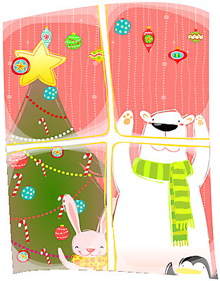 EPS 동물 기념일 별 크리스마스장식 크리스마스 일러스트 창문 곰 지팡이 크리스마스용품 사람없음 장식 크리스마스트리 장식볼 토끼 펭귄 백곰 장식지팡이 국내일러스트 자연요소 포유류 조류 이벤트 반려동물 용품 파일형식 벡터