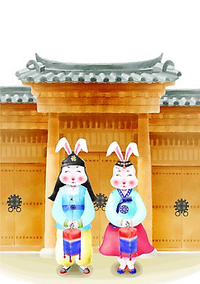 PSD 동물 캐릭터 한국전통 동물캐릭터 두마리 일러스트 전통캐릭터 근하신년 새해 기와 새해인사 십이지신 토끼띠 토끼 전통의상 한복 신년캐릭터 토끼캐릭터 청사초롱 대문 신묘년 국내일러스트 일러캐릭터 전통 2 포유류 한국 반려동물 문 인사 2011년 초롱 파일형식