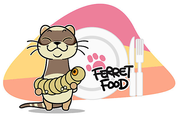 EPS 동물 캐릭터 한마리 접시 알파벳 음식 동물캐릭터 포크 일러스트 홍보캐릭터 애니멀프린트 미소 웃음 사람없음 나이프 발자국 애벌레 페럿 일러캐릭터 1 식기 영어 포유류 자국 표정 칼 벌레 파일형식 벡터
