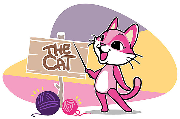 EPS 동물 캐릭터 한마리 알파벳 동물캐릭터 일러스트 홍보캐릭터 애니멀프린트 미소 웃음 사람없음 반려동물 고양이 팻말 털실 지휘봉 실타래 고양이캐릭터 실뭉치 일러캐릭터 1 영어 포유류 프레임 표정 실 파일형식 벡터