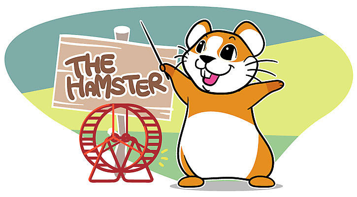 EPS 동물 캐릭터 한마리 알파벳 동물캐릭터 일러스트 홍보캐릭터 애니멀프린트 미소 웃음 사람없음 반려동물 팻말 햄스터 지휘봉 쳇바퀴 일러캐릭터 1 영어 프레임 표정 설치류 파일형식 벡터