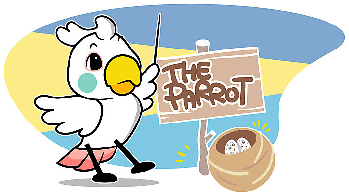 EPS 동물 캐릭터 한마리 알파벳 동물캐릭터 일러스트 홍보캐릭터 애니멀프린트 사람없음 계란 알 팻말 둥지 앵무새 지휘봉 새알 일러캐릭터 1 영어 조류 프레임 파일형식 벡터