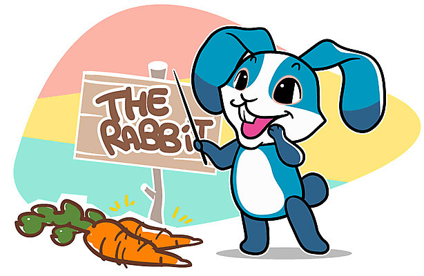 EPS 동물 캐릭터 한마리 알파벳 동물캐릭터 일러스트 홍보캐릭터 애니멀프린트 미소 웃음 사람없음 반려동물 당근 팻말 토끼 토끼캐릭터 지휘봉 일러캐릭터 1 영어 포유류 뿌리채소 프레임 표정 파일형식 벡터