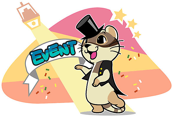 EPS 동물 캐릭터 모자 한마리 별 리본 동물캐릭터 일러스트 홍보캐릭터 조명 애니멀프린트 미소 웃음 이벤트 사람없음 무대 조끼 페럿 일러캐릭터 자연요소 1 잡화 포유류 표정 외투 파일형식 벡터