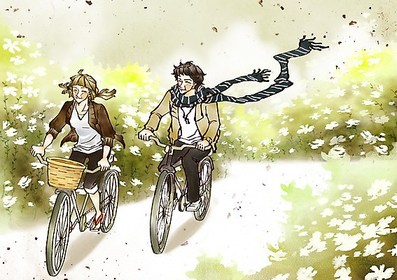 전신 PSD 커플 여자 남자 길 데이트 일러스트 함께함 사랑 미소 웃음 사람 두명 자전거 목도리 다정 산책 하트 승차 숲 국내일러스트 모양 잡화 감정 컨셉 관계 모션 휴식 표정 바이크 파일형식