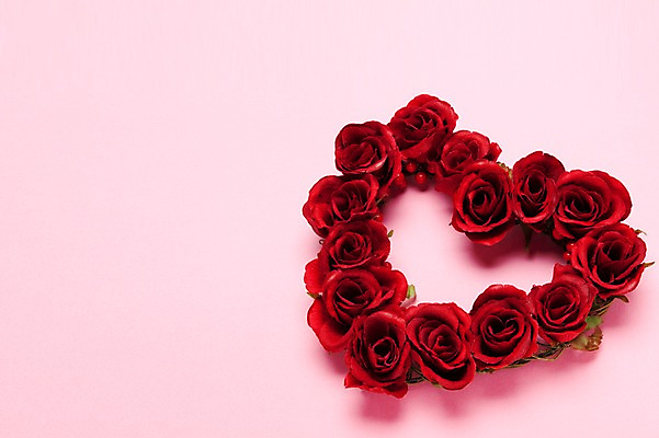 포토 JPG 스튜디오촬영 식물 꽃 백그라운드 사람없음 장식 빨간색 장미 화환 하트 오브젝트 국내포토 모양 컬러 실내 파일형식