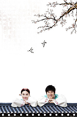 PSD 나무 편집이미지 한국전통 전통 커플 여자 명절 남자 꽃 조류 새해 기와 미소 웃음 사람 상반신 성인 한글 두명 담장 설날 나뭇가지 전통의상 한복 성인만 이미지편집 식물 동물 문자 기념일 관계 한국 표정 파일형식