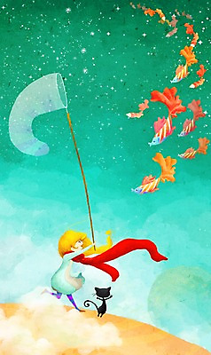 PSD 동물 한마리 여자 별 여행 백그라운드 일러스트 상상 어류 한명 서기 미소 웃음 사람 반려동물 판타지 우주 고양이 행성 우주여행 채집망 여자만 여자한명만 국내일러스트 자연요소 1 포유류 모션 표정 수중동물 파일형식