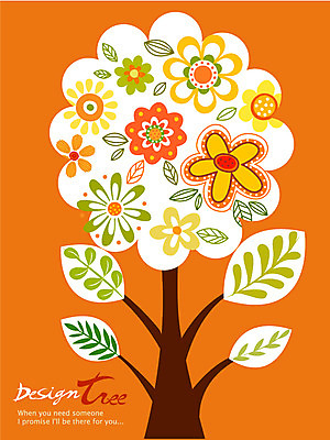 나무 식물 디자인 꽃잎 꽃 컬러 백그라운드 잎 무늬 일러스트 자연 나뭇잎 사람없음 주황색 나뭇가지 신비 국내일러스트 AI파일 컨셉 생태계 파일형식 벡터