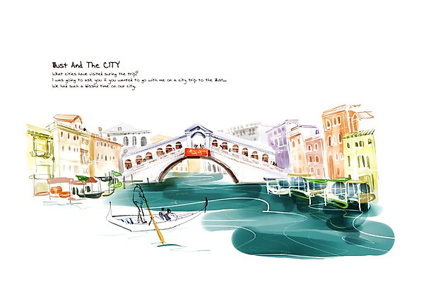 PSD 백그라운드 일러스트 주택 풍경 건물 강 세계 마을 이탈리아 도시 운하 베네치아 복잡 가교 선박 국내일러스트 건축물 유럽 컨셉 수상교통 파일형식