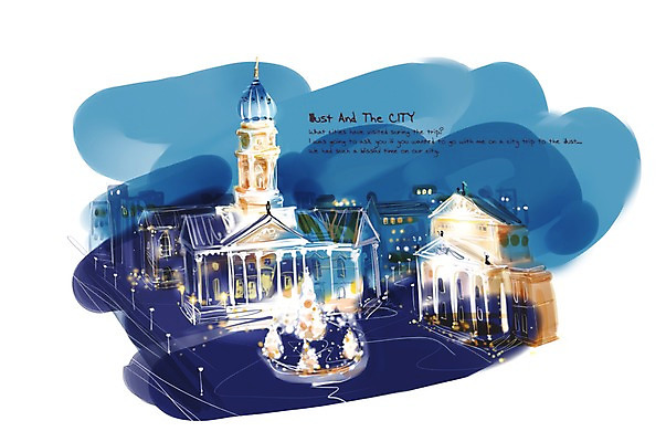 PSD 나무 백그라운드 야경 일러스트 조명 독일 건물 세계 탑 도시 베를린 복잡 국내일러스트 식물 건축물 유럽 컨셉 야간 파일형식 풍경_경치