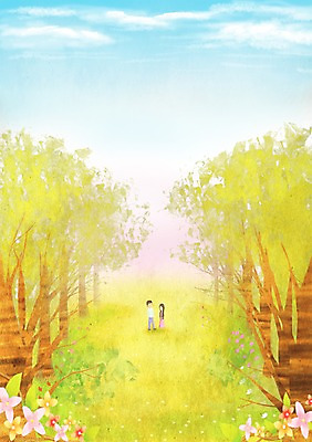 PSD 나무 구름 커플 사계절 계절 여자 남자 꽃 백그라운드 일러스트 자연 하늘 따뜻함 사람 풍경 잔디 두명 봄풍경 봄 산책 숲 가로수 계절백그라운드 봄배경 국내일러스트 자연요소 식물 관계 휴식 생태계 파일형식