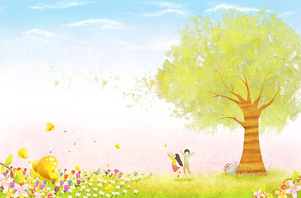 PSD 나무 구름 커플 사계절 계절 여자 남자 꽃 나비 백그라운드 꽃밭 일러스트 자연 놀이 하늘 따뜻함 사람 풍경 초원 두명 봄풍경 봄 계절백그라운드 봄배경 국내일러스트 자연요소 식물 곤충 관계 생태계 파일형식
