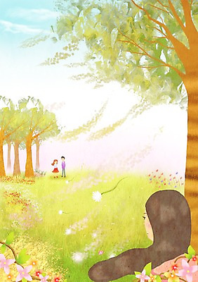PSD 나무 커플 사계절 계절 여자 남자 꽃 백그라운드 꽃밭 데이트 일러스트 자연 따뜻함 풍경 초원 세명 머리카락 봄풍경 봄 계절백그라운드 봄배경 국내일러스트 식물 관계 사람 머리 생태계 파일형식