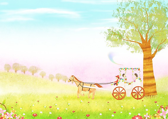 PSD 나무 구름 사계절 계절 꽃 백그라운드 꽃밭 일러스트 자연 하늘 따뜻함 사람 풍경 초원 세명 소풍 수레 봄풍경 봄 산책 계절백그라운드 봄배경 국내일러스트 자연요소 식물 휴식 야외활동 카트 생태계 파일형식