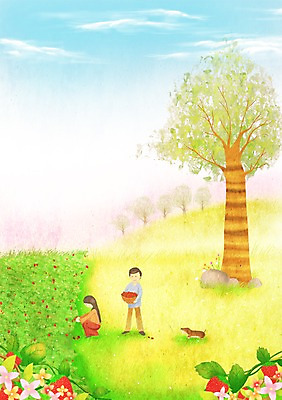 PSD 나무 동물 구름 한마리 커플 사계절 계절 여자 남자 꽃 백그라운드 꽃밭 일러스트 자연 하늘 따뜻함 사람 풍경 두명 반려동물 바구니 봄풍경 봄 강아지 계절백그라운드 봄배경 국내일러스트 자연요소 식물 1 관계 개 생태계 파일형식