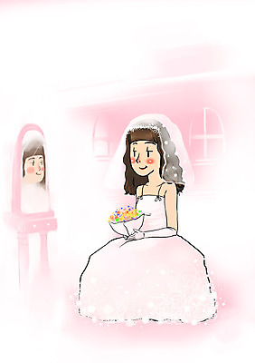 전신 PSD 여자 신부 부케 결혼 일러스트 결혼식 새출발 새로움 한명 미소 웃음 사람 앉기 희망 거울 사회이슈 설레임 대기실 여자만 여자한명만 국내일러스트 1 감정 꽃다발 컨셉 모션 표정 이벤트 공간 출발 파일형식