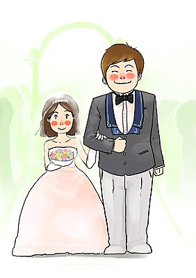 전신 PSD 부부 커플 여자 남자 신부 부케 신랑 결혼 일러스트 결혼식 새출발 새로움 서기 미소 웃음 사람 두명 희망 사회이슈 설레임 국내일러스트 감정 꽃다발 컨셉 관계 모션 표정 이벤트 출발 파일형식