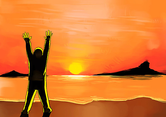 PSD 남자 실루엣 파도 바다 섬 일러스트 새출발 새로움 한명 사람 태양 일출 희망 사회이슈 설레임 남자한명만 국내일러스트 자연요소 1 감정 컨셉 촬영기법 노을 출발 남자만 파일형식