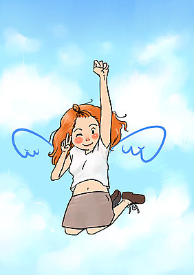 전신 PSD 구름 여자 날개 일러스트 하늘 새출발 새로움 윙크 한명 미소 웃음 사람 점프 희망 사회이슈 설레임 여자만 여자한명만 국내일러스트 자연요소 1 감정 컨셉 모션 표정 출발 파일형식