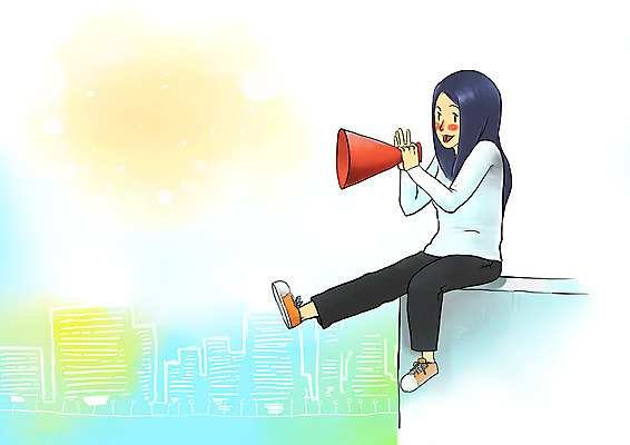 전신 PSD 여자 일러스트 새출발 새로움 한명 미소 웃음 사람 앉기 건물 스피커 희망 도시 사회이슈 설레임 여자만 여자한명만 국내일러스트 1 건축물 감정 음향기기 컨셉 모션 표정 출발 파일형식