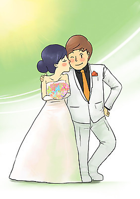 전신 PSD 부부 커플 여자 남자 행복 신부 부케 신랑 결혼 일러스트 결혼식 새출발 새로움 키스 서기 미소 웃음 사람 두명 희망 사회이슈 설레임 국내일러스트 감정 꽃다발 컨셉 관계 모션 표정 이벤트 애정표현 출발 파일형식