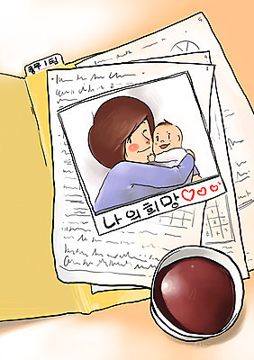 PSD 여자 종이 커피 음료 일러스트 엄마 새출발 새로움 미소 웃음 사람 두명 희망 자녀 아기 출산 차 사회이슈 문서 설레임 기념사진 여자만 국내일러스트 감정 컨셉 가족 표정 출발 파일형식