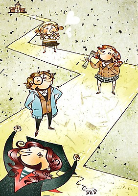 PSD 학생 여학생 여자 교육 남자 교복 길 초등학생 어린이 남학생 대학생 일러스트 학사모 졸업 학교 중학생 청소년 고등학생 새출발 고등학교 초등학교 미소 웃음 사람 여러명 10대 스쿨라이프 졸업가운 대학교 중학교 십대만 국내일러스트 모자_잡화 라이프스타일 옷 다수 새로움 표정 가운 출발 파일형식