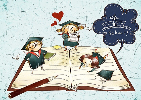 PSD 학생 여학생 여자 교육 남자 남학생 일러스트 학사모 졸업 학교 중학생 청소년 새출발 졸업식 미소 웃음 사람 10대 책 세명 연필 스쿨라이프 공책 하트 졸업장 중학교 십대만 국내일러스트 모양 모자_잡화 라이프스타일 문구용품 학용품 새로움 표정 필기구 출발 파일형식