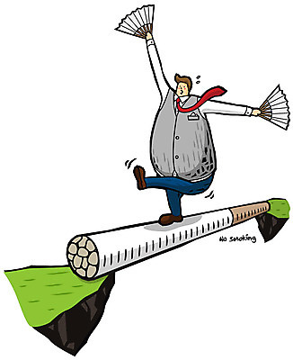 EPS 전신 남자 일러스트 담배 건강 한명 서기 사람 건강관리 절벽 비즈니스맨 부채 결심 금연 남자만 남자한명만 국내일러스트 1 캠페인 컨셉 비즈니스 모션 관리 직장인 사회이슈 파일형식 벡터