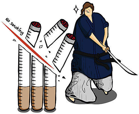EPS 전신 남자 일러스트 담배 건강 한명 서기 사람 건강관리 칼 결심 금연 검도 남자만 남자한명만 국내일러스트 1 캠페인 컨셉 모션 관리 격투기 사회이슈 파일형식 벡터