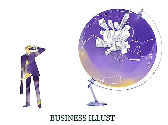 전신 PSD 남자 일러스트 비즈니스 한명 서기 사람 빌딩 성인 건물 글로벌 지구본 망원경 도시 비즈니스맨 남자한명만 국내일러스트 1 건축물 모션 직장인 남자만 파일형식
