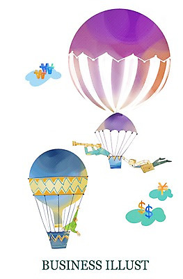 전신 PSD 구름 남자 돈 일러스트 비즈니스 표시 하늘 사람 세명 달러 망원경 열기구 비행 비즈니스맨 원화 엔 남자만 국내일러스트 자연요소 항공교통 직장인 재산 파일형식