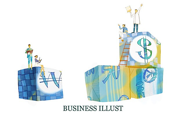 전신 PSD 기호 여자 남자 돈 일러스트 비즈니스 사다리 서기 사람 여러명 상자 숫자 달러 비즈니스맨 비즈니스우먼 엔 국내일러스트 문자 다수 모션 도구 직장인 재산 파일형식