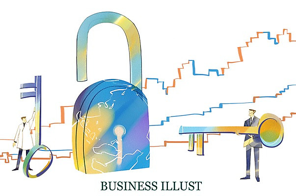 전신 PSD 남자 일러스트 비즈니스 열쇠 자물쇠 서기 사람 두명 비즈니스맨 보안 남자만 국내일러스트 모션 안전 직장인 파일형식